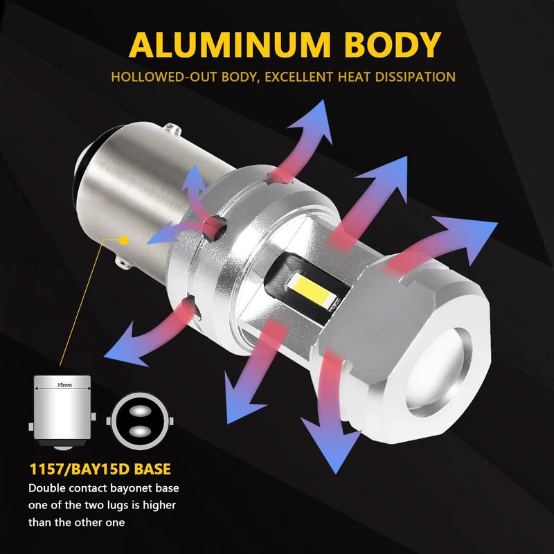 PHINLION 3600 Lumens 1157 P21/5W LED Backup Light Bulb, Super Bright 1034 2057 2357 7528 LED Bulbs for Reverse or DRL Daytime Running Lights, 6000K Xenon White - Image 3